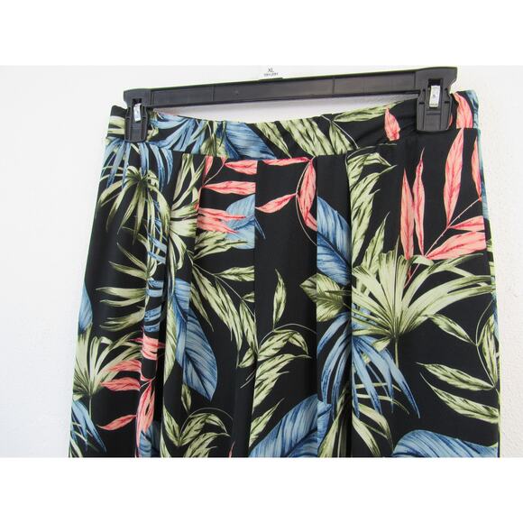 Philosophy XL Black Floral Flowy Pants Pull On Pants Wide Leg Pink Green Blue - Picture 2 of 5